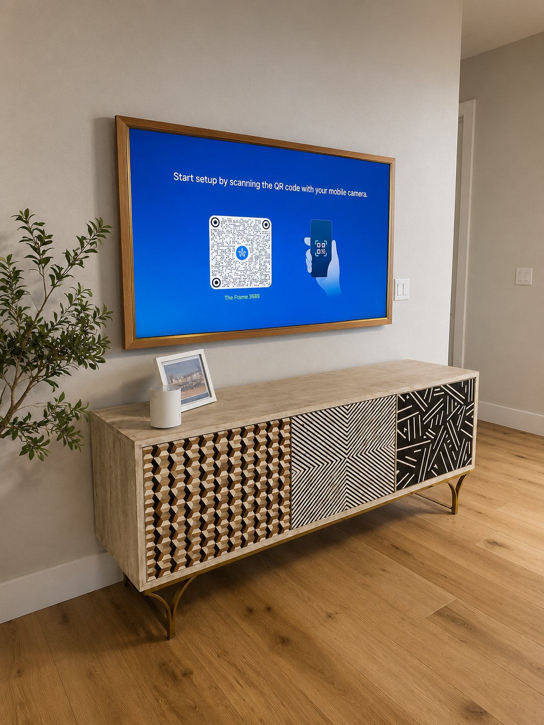 Commercial display installation on wood panel wall in Raleigh NC
