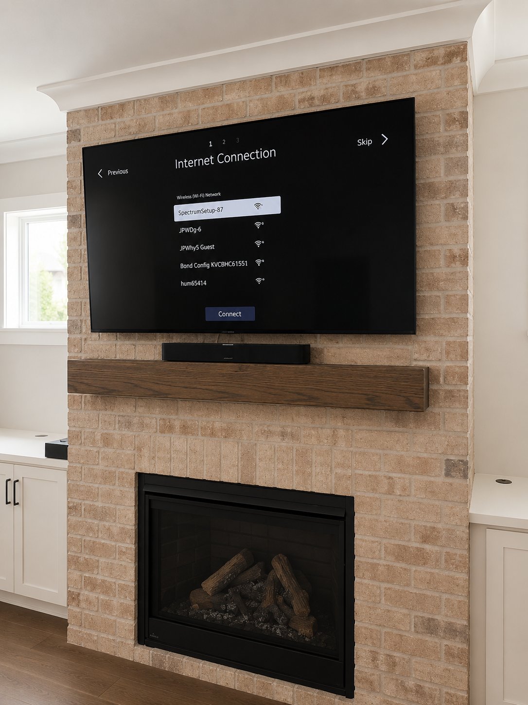Full-motion mount cables concealed through wall Cary NC