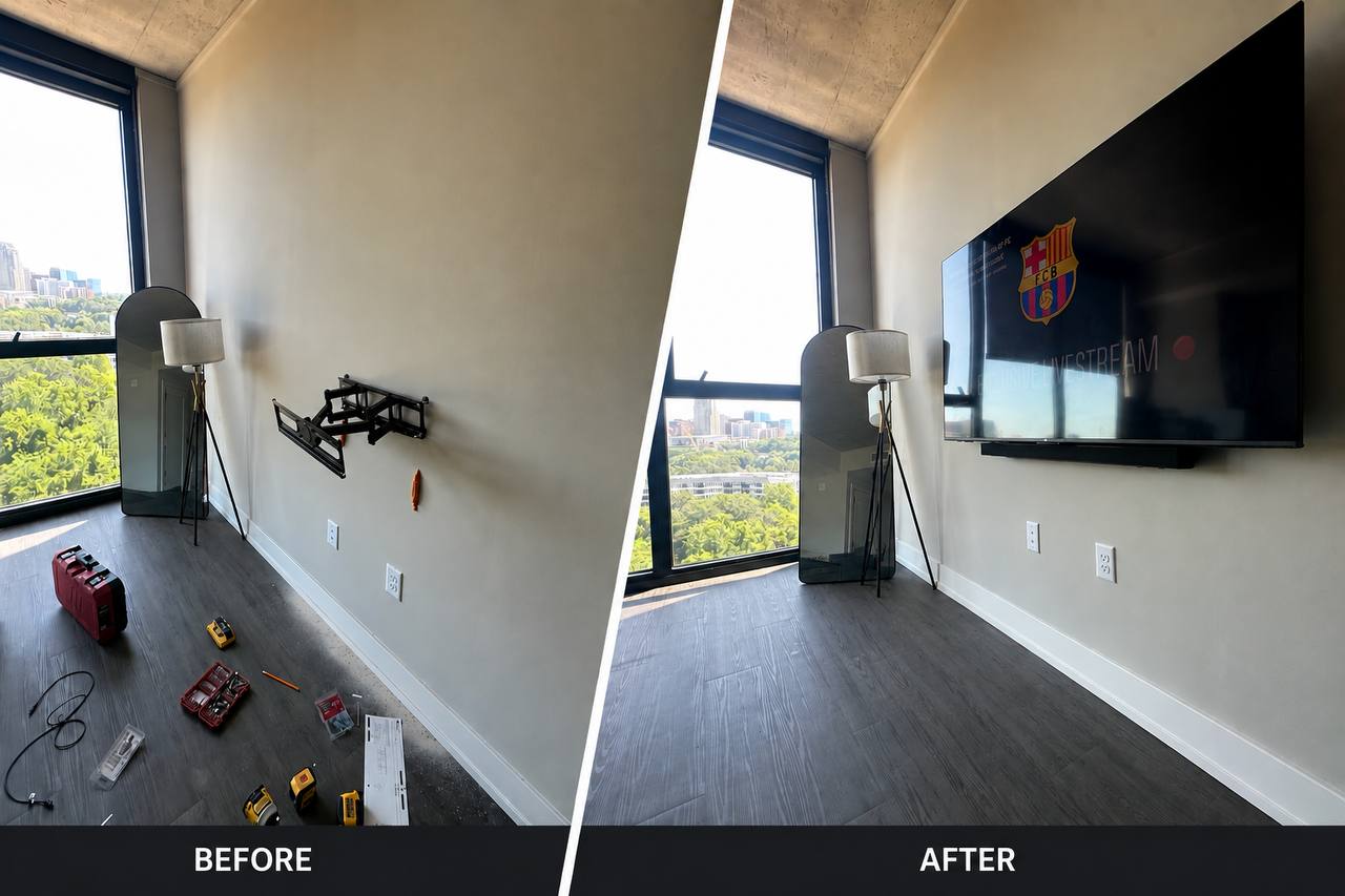 TV mounted on metal studs apartment