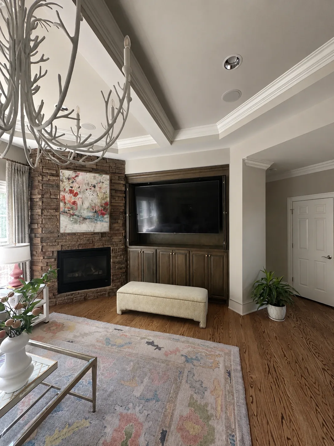 98 inch TCL TV bonus room cabinet wall Raleigh NC