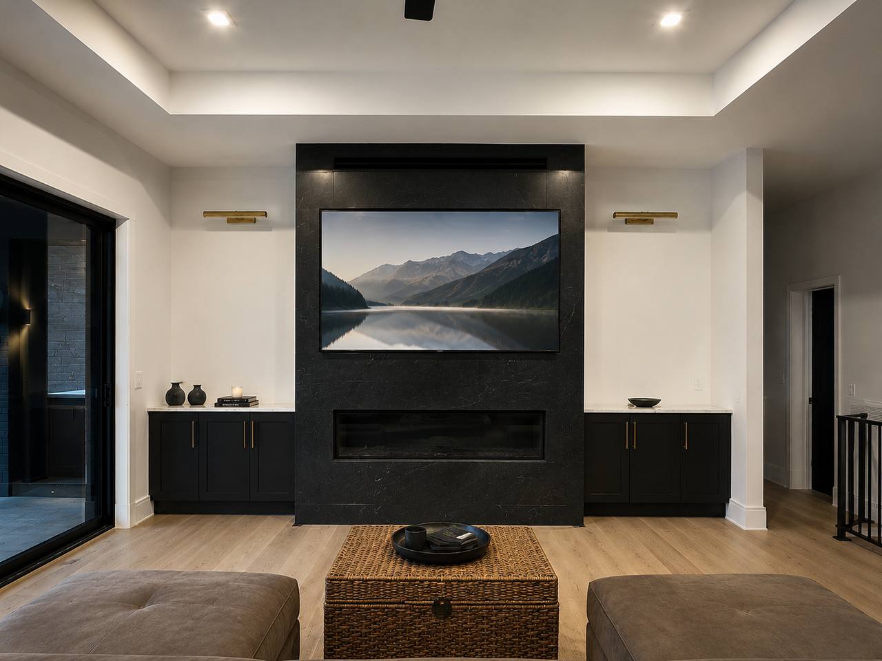 85 inch LG OLED on granite fireplace Apex NC