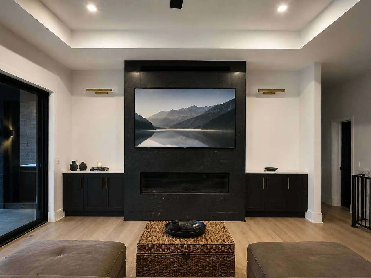 85 inch LG OLED on granite fireplace Raleigh NC
