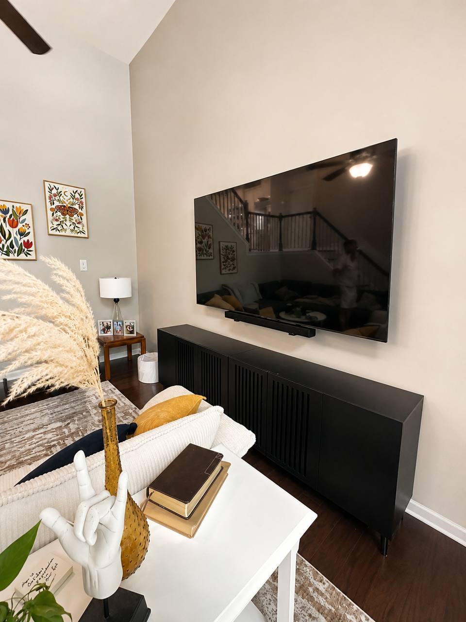 TV and soundbar wall mounted living room Raleigh NC