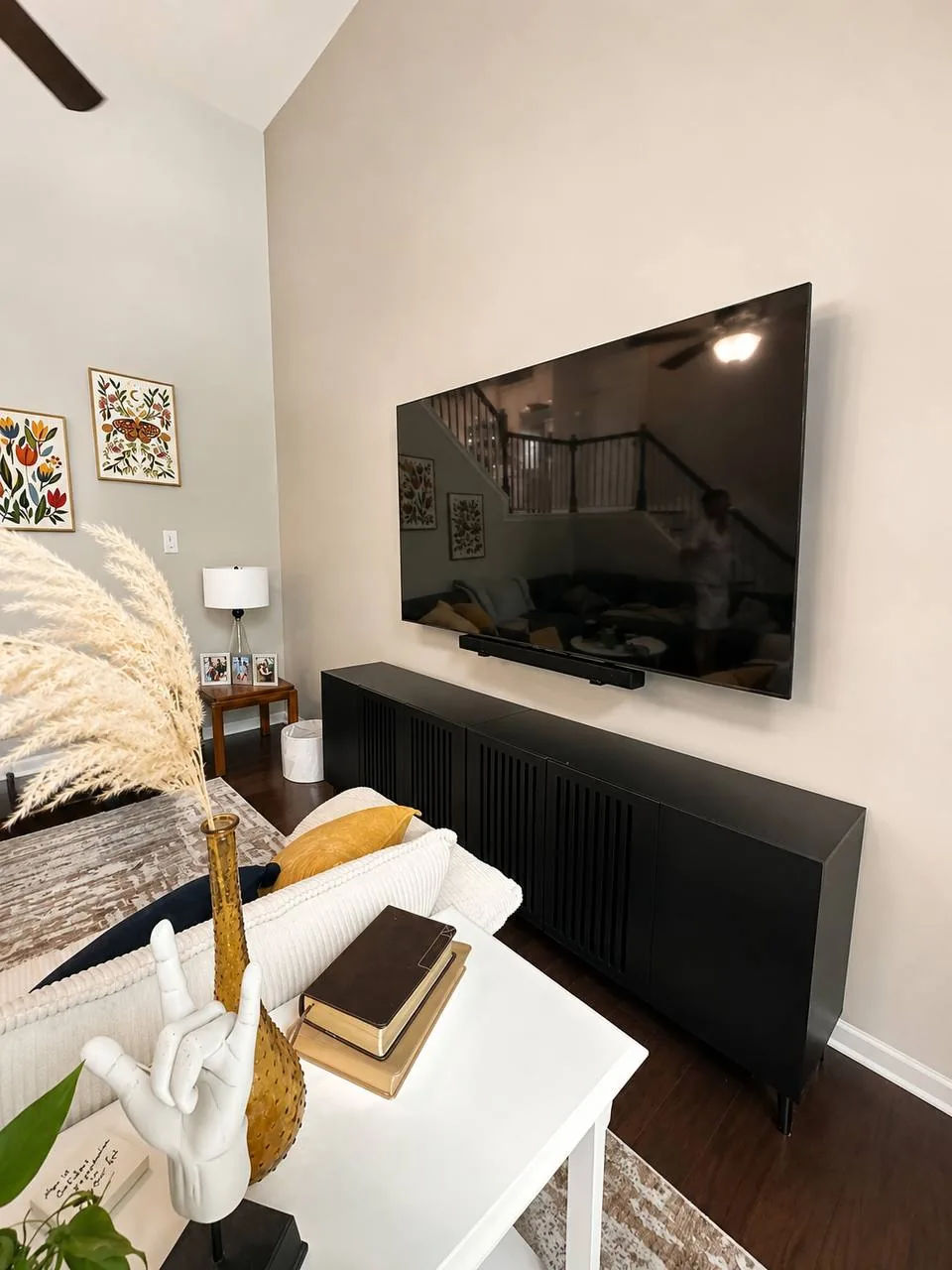 TV and soundbar wall mounted living room Raleigh NC