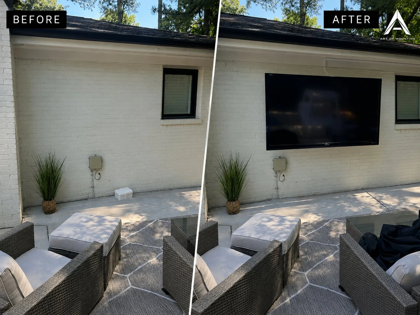 Outdoor TV installation Cary NC patio